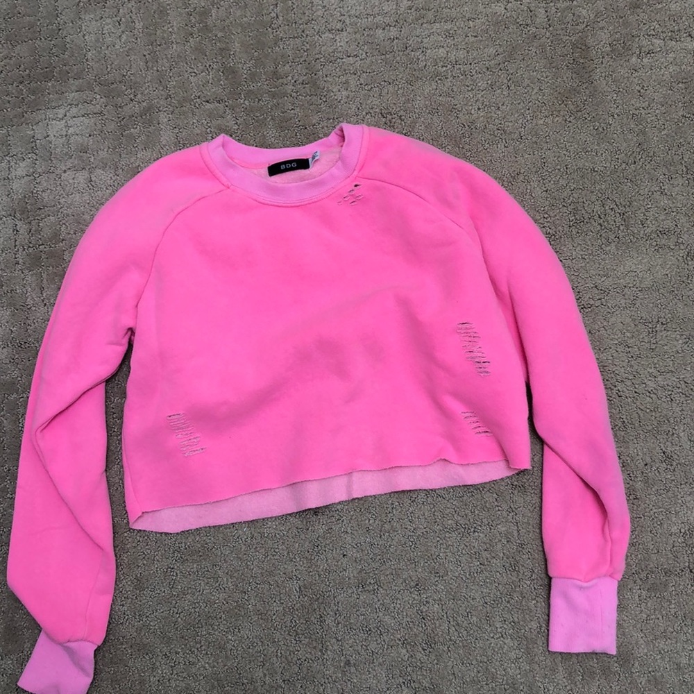 cropped neon pink BDG crewneck